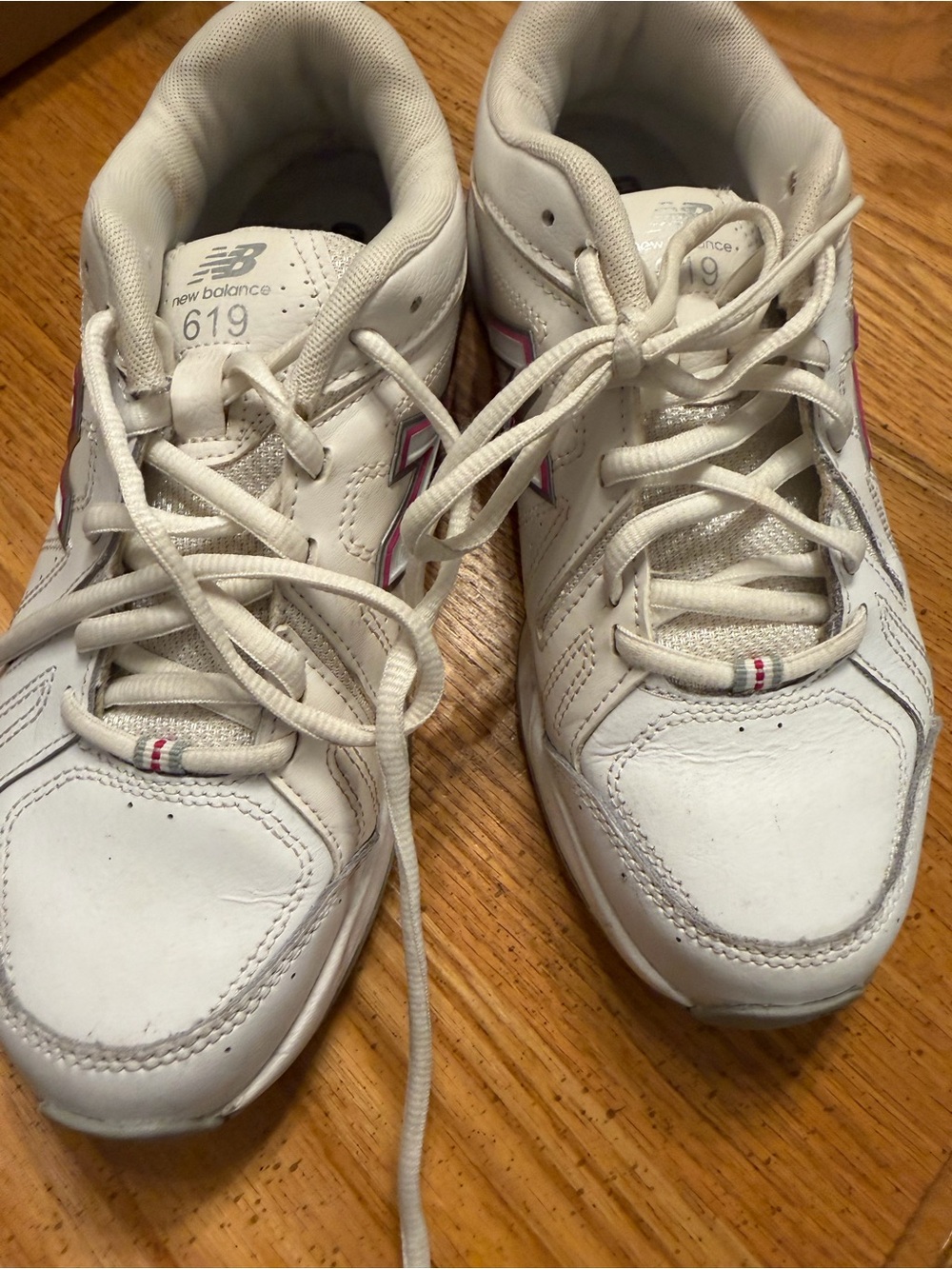 New Balance White Sneakers with Pink Accent